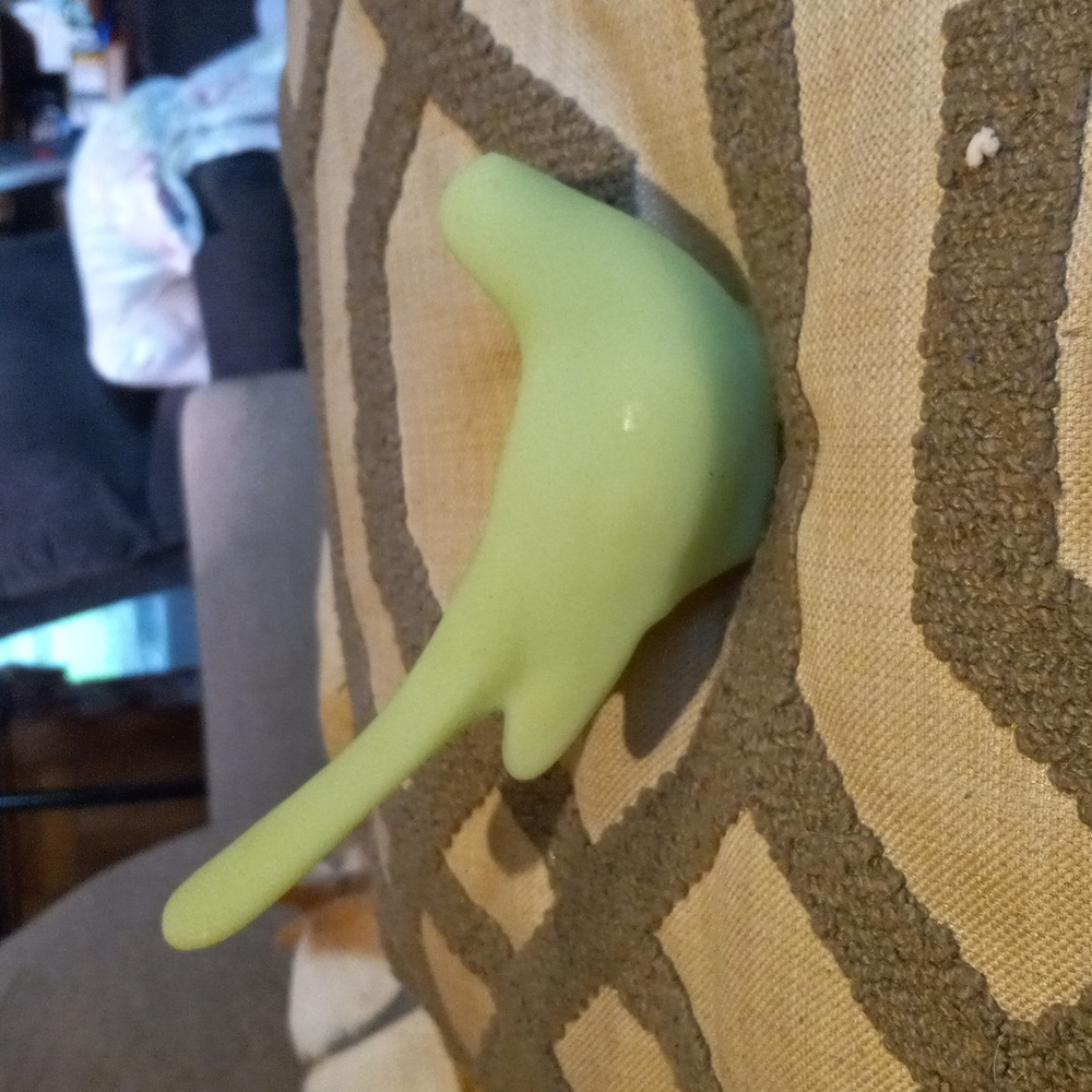 Fenton Glass Green Uranium Custard Bird great glow. Stains removed  beak chipped